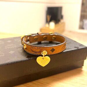 MCM Dog Collar, Brown XS, Leather